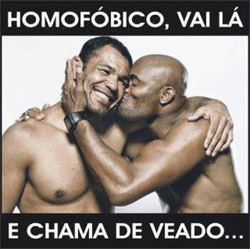 Anderson Silva e Rodrigo Minotauro em foto contra a homofobia