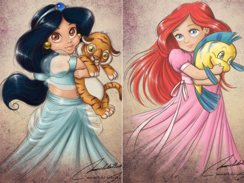 Princesas da Disney versão crianças