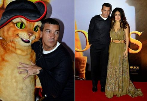 Antonio Banderas e Salma Hayek Gato de Botas