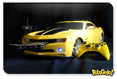 Xbox 360 com casemode do Camaro de Transformers