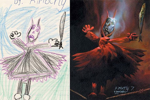 Desenhos de crianças transformam-se em ilustrações realistas