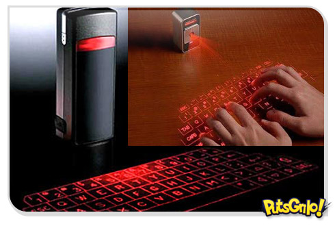 Teclado virtual a laser é projetado para usuário