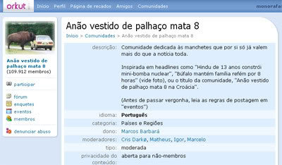 Comunidade do orkut reúne notícias bizarras da internet